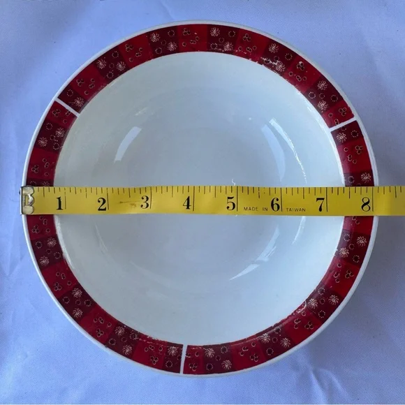 Royal Norfolk Elegant Red Cereal Soup Bowl Set of 3 in a Retro Paisley Pattern - Picture 4 of 6